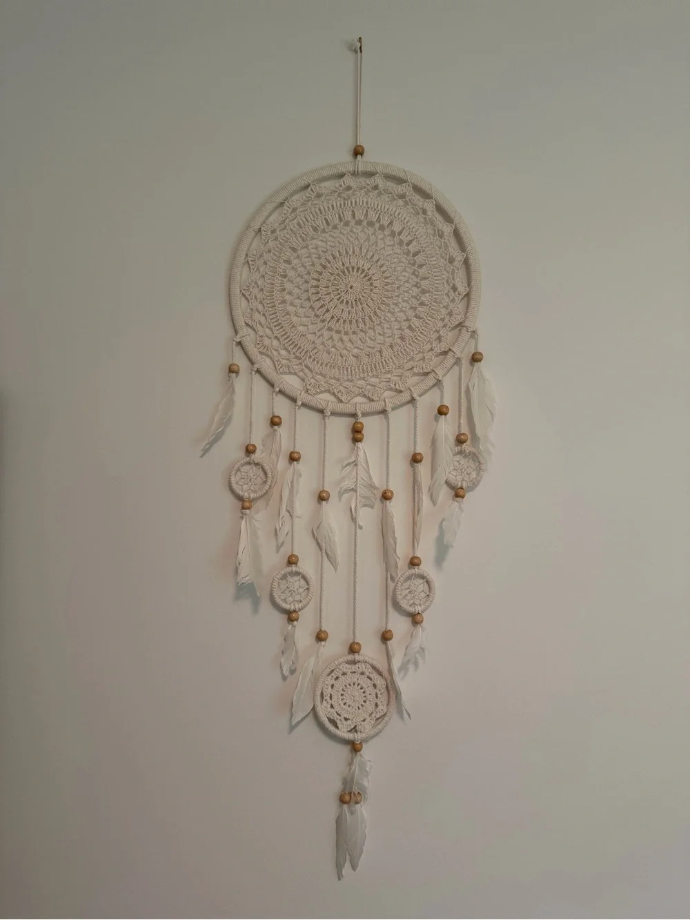 Boho Cream Macramé Dreamcatcher Wall Hanging